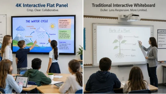 Interactive flat panel versus interactive whiteboard in a classroom