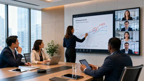 Interactive wall display in a conference room meeting